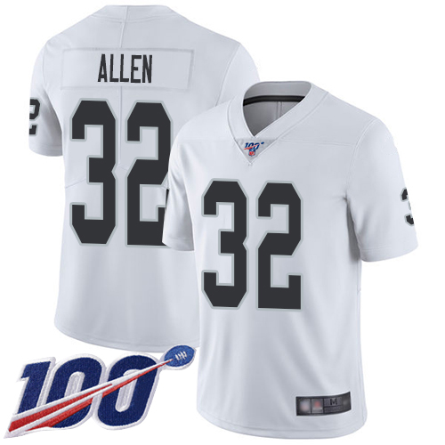 Men Oakland Raiders Limited White Marcus Allen Road Jersey NFL Football #32 100th Season Vapor Jersey